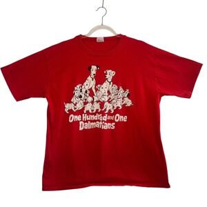 Vintage 90s Disney‎ "101 Dalmatians" Single-Stitch Red T-Shirt USA Made XL